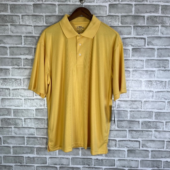 PGA TOUR Sunflower Yellow Polyester Performance Golf Polo Shirt Mens XL Stretch - Picture 1 of 7